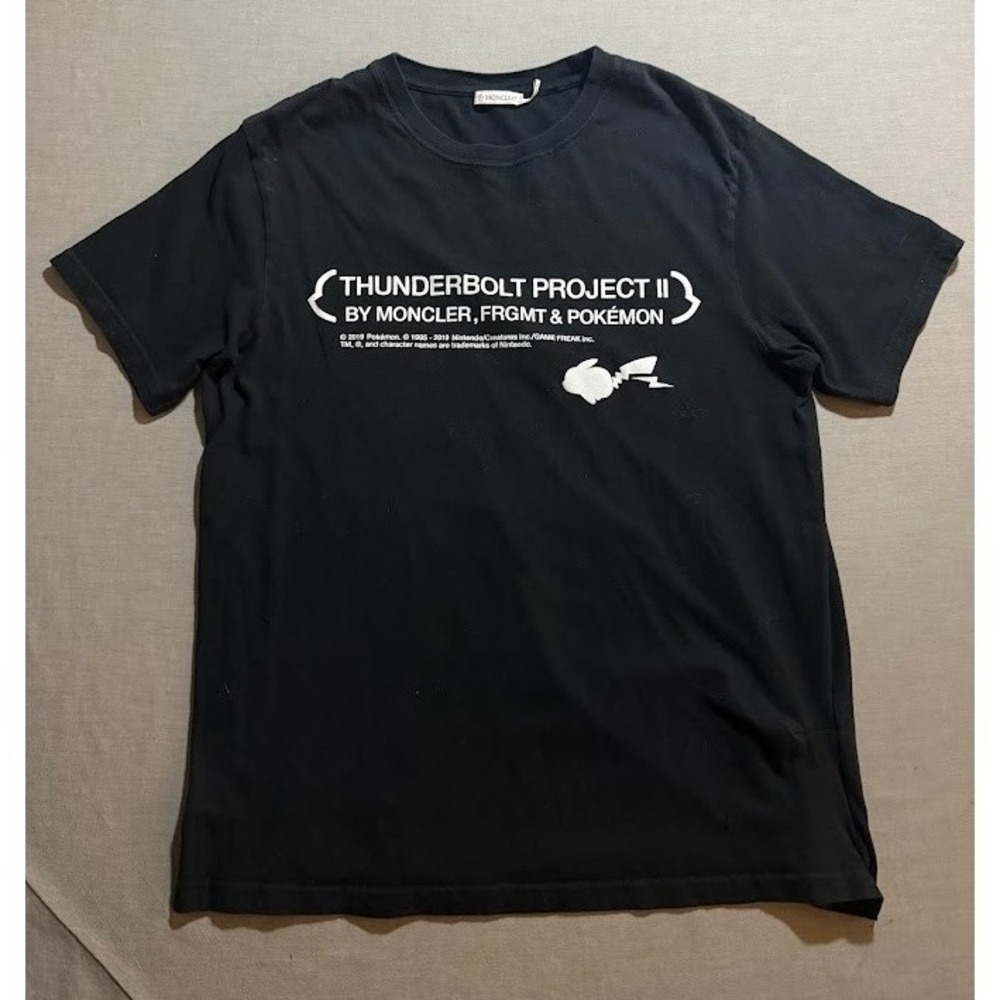 Moncler Thunderbolt Project II Pokemon Graphic Short‎ Sleeve Tee Mens M Black.